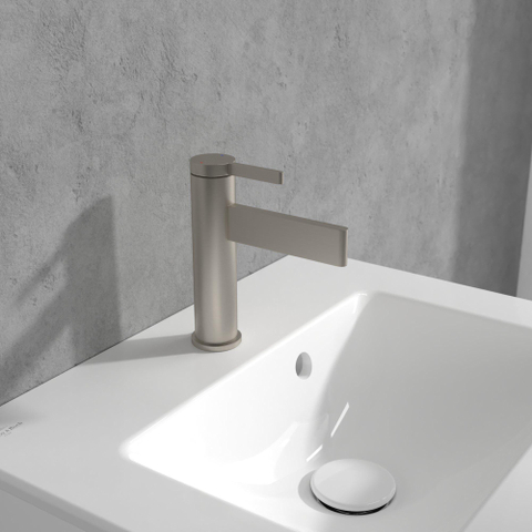 Villeroy & Boch Dawn 1 greeps wastafelkraan - zonder pop up afvoergarnituur - Brushed Nickel (rvs) SW974107