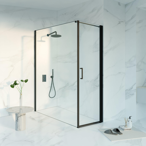 Fortifura Galeria Cabine de douche - 60x180x200 - Profil verre de sécurité - anticalcaire - noir mat SW1444121