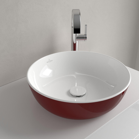 Villeroy & Boch Artis opzetwastafel - 43x43cm - zonder kraangat - zonder overloop - Bordeaux (glans rood) SW644082