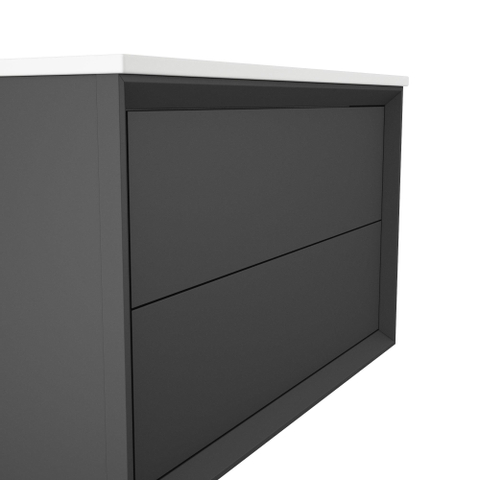 Saniclass Prime Core Wastafelonderkast - 80x55x45cm - 2 lades - push to open - MDF - mat antraciet - inclusief wastafel - OUTLET UDEN STORE37883
