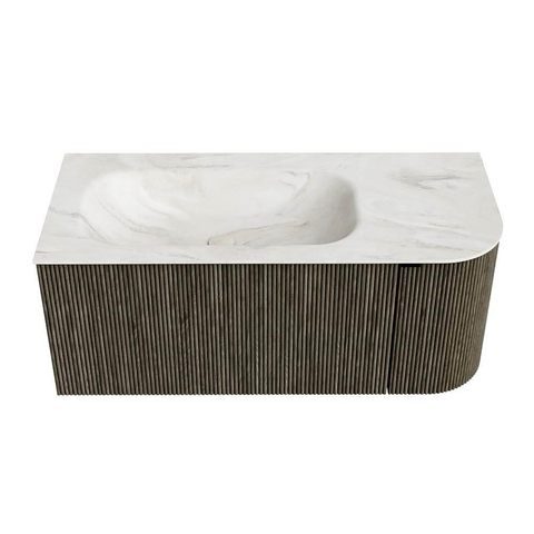 Mondiaz KURVE-DLUX Ensemble de meubles de salle de bains - 105x46x40cm - 1 tiroir - 1 porte - vasque solid surface - gauche - 1 trou de robinet - Shadow SW1414460