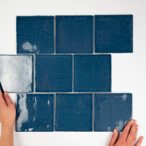 Terravito Viondo carreau mural - 13x13cm - 10mm - Carré - Bleu marine Brillant SW542671