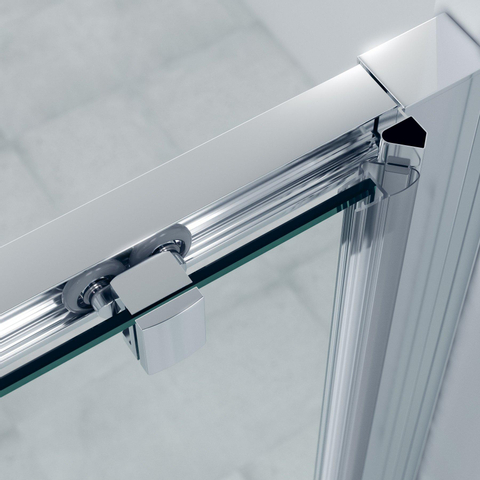 FugaFlow ID06 Quick Fit porte de douche coulissante - 120x190cm - 6mm verre de sécurité - profilé aluminium - anti calcaire - Chrome SW999915