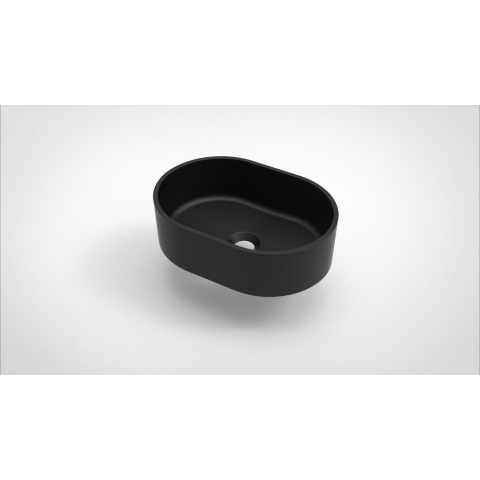 Arcqua Case waskom - 40x28cm - Ovaal - Cast marble Zwart Mat SW767329