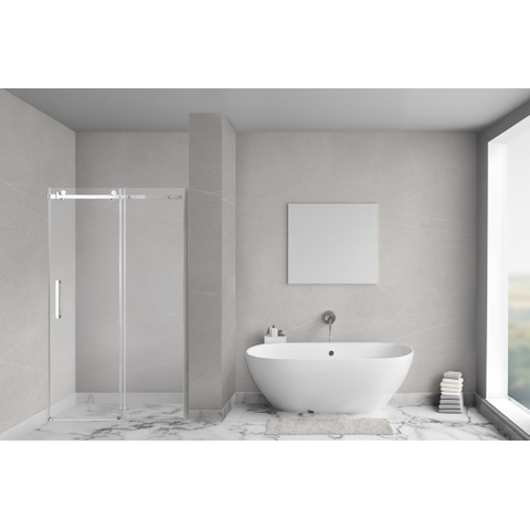 Aqua Vista Novara Nisdeur - 100x200cm - helder glas - incl. montageset - Chroom SW975786