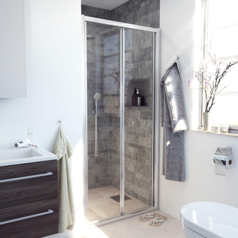 Marenza Fold Porte pliante - 80x190cm - verre de sécurité 6mm - profilé alu - anti-calcaire - chrome SW8415