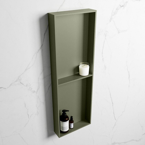 Mondiaz Easy nis 29.5x149.5x8cm - inbouw/opbouw - 2 open vakken - Solid surface - Army SW643824
