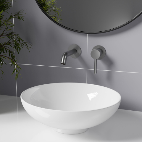 Fortifura Calvi Wastafelkraan - inbouw - met inbouwdeel - PVD - geborsteld gunmetal (antraciet) SW766534
