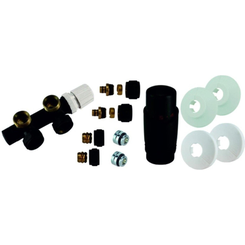 Riko set thermostatisch onderblok haaks-rechts mat zwart OUTLETSTORE STORE31524