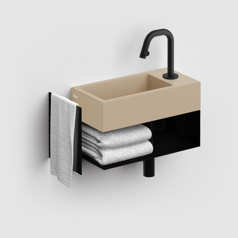 Clou Flush 3 fontein 36x18cm met kraangat rechts mat mosterd keram SW795724