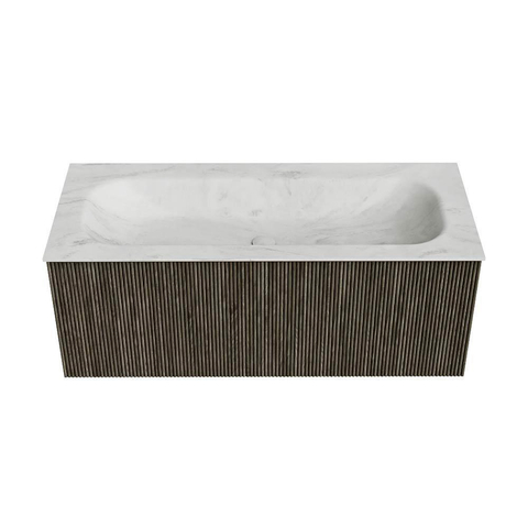 Mondiaz KURVE-DLUX Badkamermeubelset - 110x46x40cm - 1 lade - wastafel solid surface - midden - zonder kraangat - Shadow SW1414052