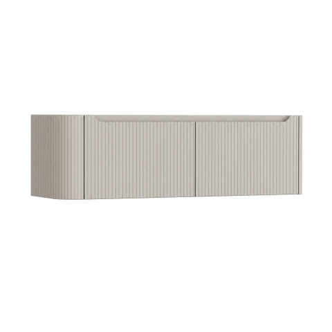 H&R Badmeubelen Juice Wastafelonderkast - 140x45x40cm - linkerhoek afgerond - 3D-front - 2 lades - geïntegreerde greep - beige mat SW1260146