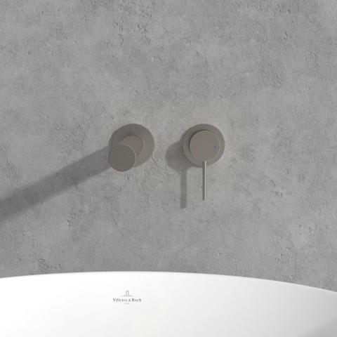 Villeroy & Boch Loop & Friends wastafeluitloop set - wandmontage - Brushed Nickel (rvs) SW974330