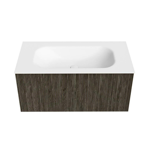 Mondiaz KURVE Ensemble de meuble de salle de bains - 90x46x40cm - 1 tiroir - vasque solid surface - central - 1 trou de robinet - Shadow SW1414230