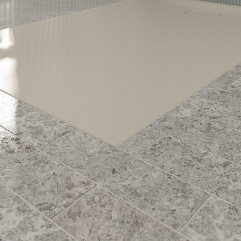 Villeroy & Boch Ecora douchebak - 140x90x3.5cm - afvoer korte zijde - almond (beige) SW1558911