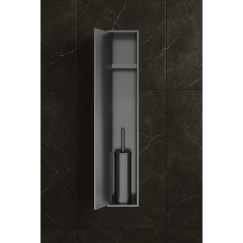 Hotbath &MORE Inbouw nis & borstelgarnituur - 16x60x12.6 cm - PVD - geborsteld gunmetal (antraciet) SW1245666