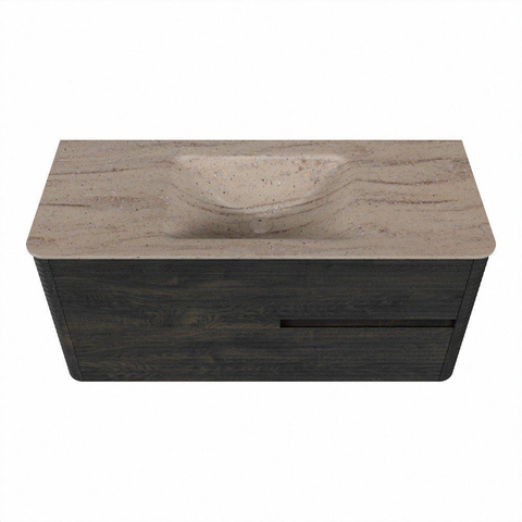 Mondiaz CIRO-DLUX Badkamermeubelset - 110x45x50cm - Solid surface wastafel Saba - 1 wasbak Midden - zonder kraangaten - 2 lades - Shadow SW1532697