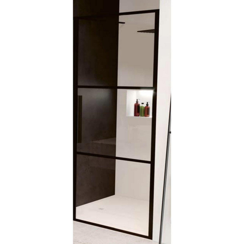 Riho Grid Porte pivotante 90x200cm profilé noir et verre clair SW242172