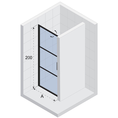 Riho Grid draaideur 90x200cm zwart profiel en helder glas SW242172
