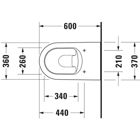 Duravit Starck Me closetpot diepspoel staand back to wall 37x60cm incl. bevestiging afvoer horizontaal mat wit SW358219
