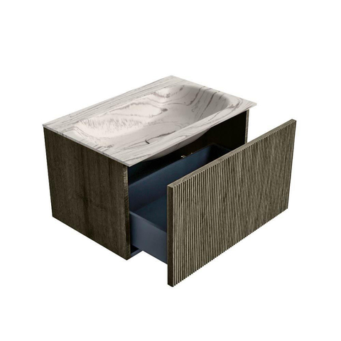 MONDIAZ KURVE-DLUX 70cm badmeubel kleur Shadow met 1 lade en 0 deuren. Wastafel BIG SMALL Midden 1 kraangat Nata. SW1432268