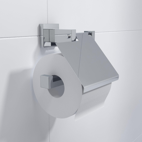 Ozean Eternal Toiletrolhouder - met klep - hoekig - chroom OUTLETSTORE STORE42344