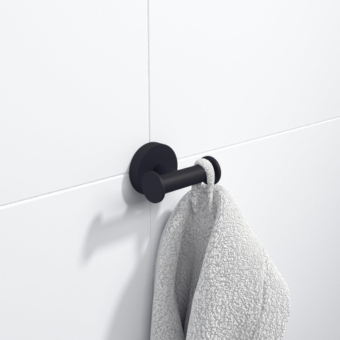 Ozean Eternal Handdoekhaak - dubbel - rond - mat zwart OUTLETSTORE STORE42341