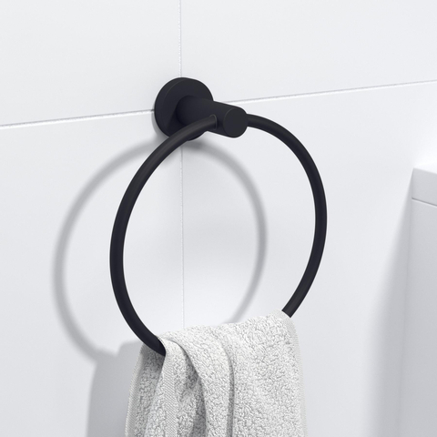 Ozean Eternal Handdoekring - rond - mat zwart - SHOWROOMMODEL SHOW21020