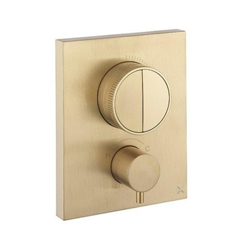 Crosswater Crossbox Inbouw douchekraan - thermostatisch - 2 functies - inclusief inbouwdeel - geborsteld messing (goud) SW815956