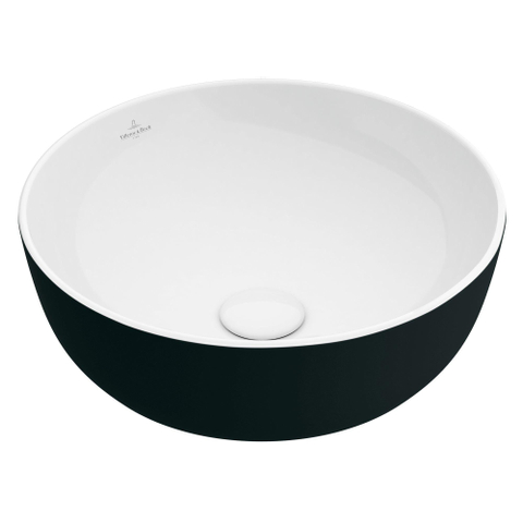 Villeroy & Boch Artis opzet wastafel - 43cm - zonder kraangat c plus - Coal Black (glans zwart) SW68817