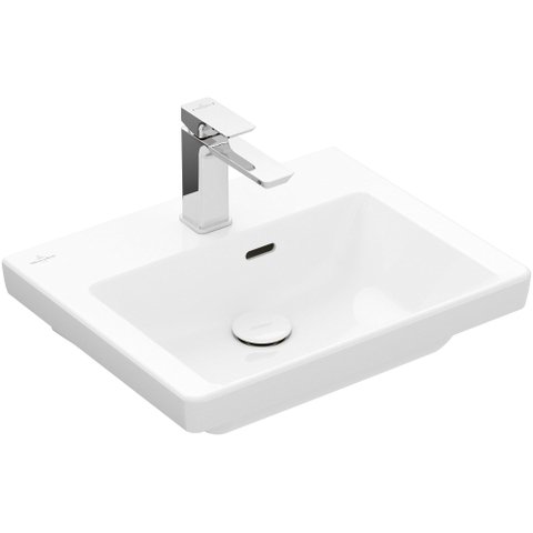 Villeroy & Boch Subway 3.0 fontein - 50x40x14.5cm - met 1 kraangat en overloopgat CeramicPlus - White Alpine (glans wit) SW702066