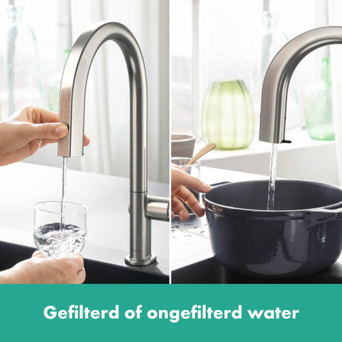Hansgrohe Aqittura M91 Filter systeem - 210 uittrekbare uitloop - 1jet - sbox - rvs look SW918631