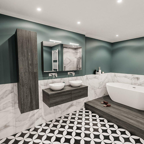 ENSEMBLE DE MEUBLE MONDIAZ LUSH - 120 cm - 2 tiroirs - lavabo BARCO - 2 lavabos - 0 trous de robinet - anthracite SW409692