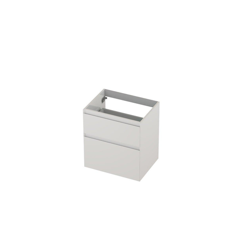 INK Wastafelonderkast - 60x45x65cm - 2 lades - greeploos - MDF lak - Hoogglans wit SW693196
