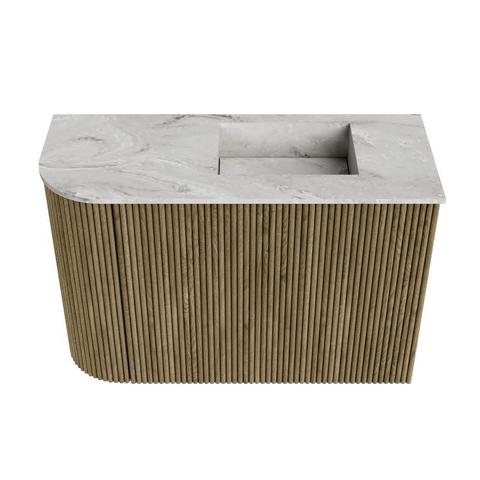Mondiaz JOYA-DLUX 61.6cm toiletmeubel - ronding links kleur Dusk - Wastafel FAYE positie Rechts 1 kraangat kleur Glace. SW1423198