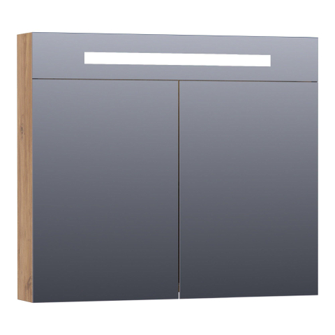 BRAUER Promise Deluxe armoire de toilette – 80 x 70 x 15 cm – LED directe – 2 portes, portes-miroir double face – Chateau SW371744