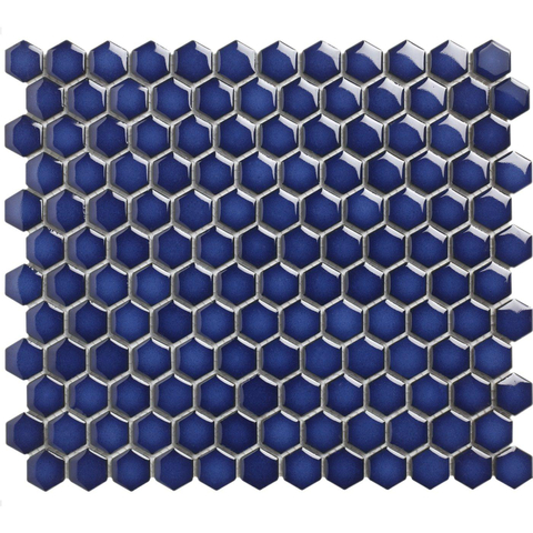 The Mosaic Factory Barcelona mozaïektegel - 26x30cm - 6mm - hexagon - glans cobalt blue (blauw) SW258544