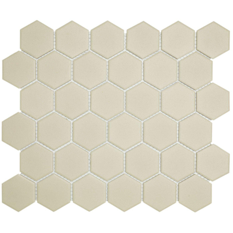 The Mosaic Factory London Carrelage hexagonal 5.1x5.9x0.6cm pour le sol pour l'intérieur et l'extérieur résistant au gel porcelaine non verni R11 Blanc SW242523