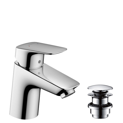 Hansgrohe Logis 1 greeps wastafelkraan - 70 met afvoerplug - hoogglans chroom 0605642