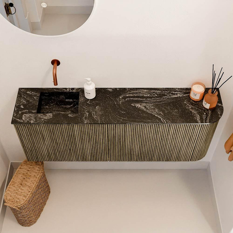 Mondiaz JOYA-DLUX 111.6cm toiletmeubel - ronding rechts kleur Dusk - Wastafel FAYE positie Links Zonder kraangat kleur Lava. SW1423296