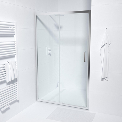 FugaFlow ID06 Quick Fit porte de douche coulissante - 120x190cm - 6mm verre de sécurité - profilé aluminium - anti calcaire - Chrome SW999915