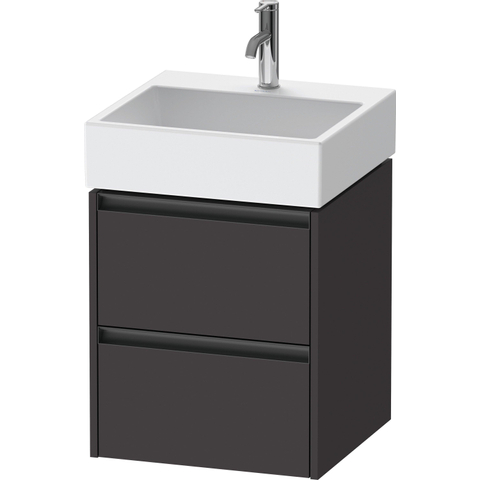 Duravit Ketho.2 Wastafelonderbouwkast - met 2 laden - 48.4x46x54.9cm - met grepen antraciet - grafiet supermat SW772352