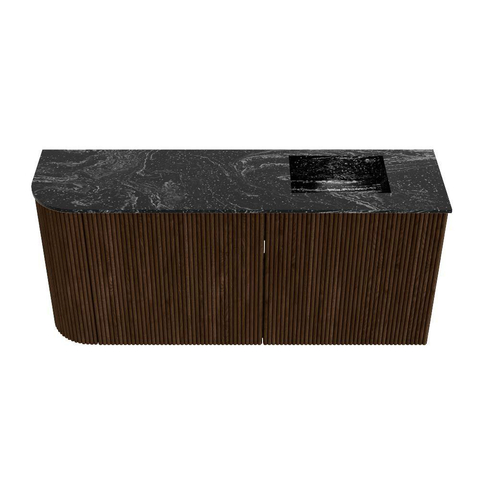 Mondiaz JOYA-DLUX 91.6cm toiletmeubel - ronding links kleur Walnut - Wastafel FAYE positie Rechts 1 kraangat kleur Lava. SW1422471
