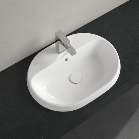 Villeroy & Boch Architectura inbouwwastafel - 60x45x17cm Ovaal - 1 kraangat - met overloopgat Ceramic - White Alpine (glans wit) SW762350