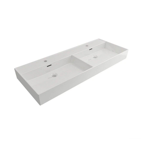 Plieger Kansas lavabo double 2 trous de robinet avec trop-plein 120x46.6cm blanc SW160122