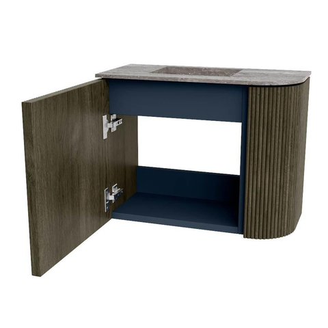 Mondiaz JOYA-DLUX Meuble de toilette 51,6cm - arrondi droit couleur Shadow - Lavabo FAYE position Gauche 1 trou de robinet couleur Oza SW1425055
