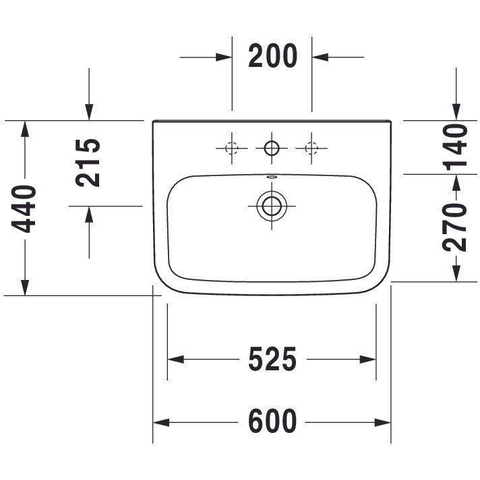 Duravit Durastyle Wastafel - 60x44cm - met 1 kraangat - met overloop - wit SW54087