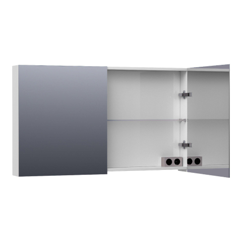 BRAUER Impress armoire de toilette – 119 x 70 x 15 cm – 2 portes, portes-miroir double face – Blanc haute brillance SW393046