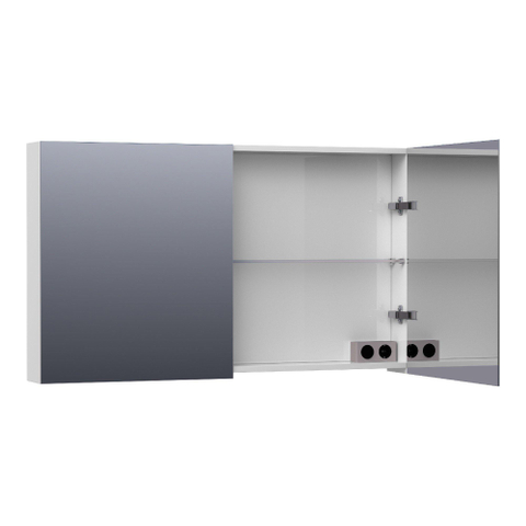 Saniclass Plain Spiegelkast - 120x70x15cm - 2 links/rechtsdraaiende spiegeldeuren - MDF - hoogglans wit SW393046