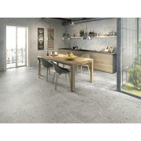 Terravito Mareno carrelage mural et de sol - 80x80cm - 9.5mm - carré - rectifié - terrazzo - gris mat SW454716